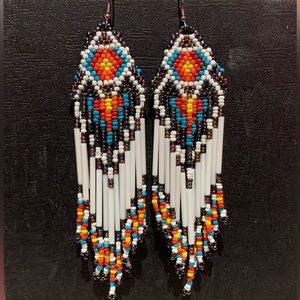 Handmade Bohemian Seed Bead Tassel Earrings - Unused